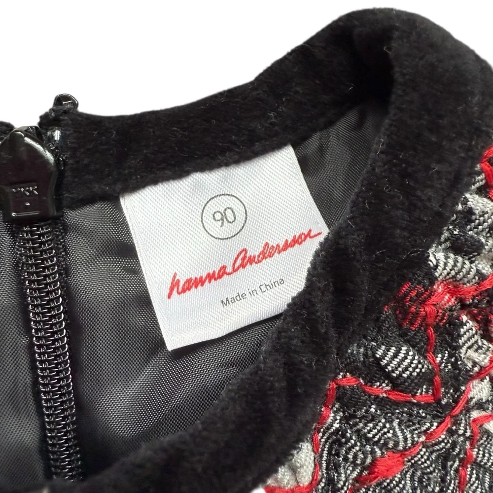 Hanna Andersson Christmas Dress Plaid Black Red Baby Toddler Girls Size 3